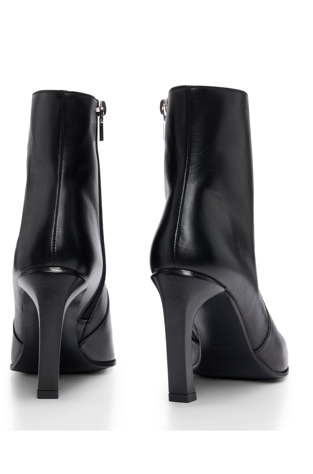 HUGO - Nappa-leather ankle boots with metallic toe