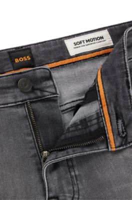 BOSS - Slim-fit jeans in gray soft-motion denim