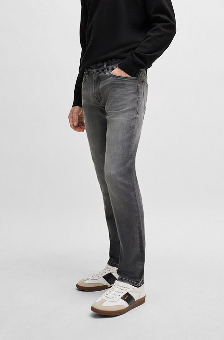 Slim-fit jeans in gray soft-motion denim, Grey