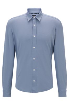 BOSS - Regular-fit shirt in patterned performance-stretch material