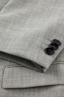 Extra-slim-fit suit in patterned linen-look material, Light Grey