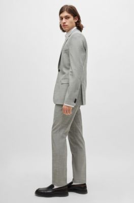 Extra-slim-fit suit in patterned linen-look material, Light Grey