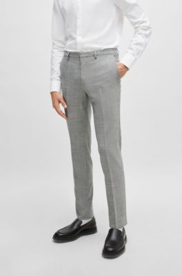 Extra-slim-fit suit in patterned linen-look material, Light Grey