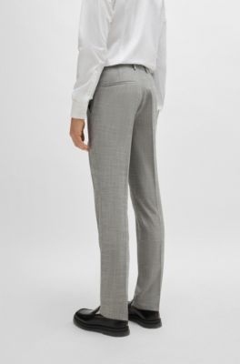 Extra-slim-fit suit in patterned linen-look material, Light Grey