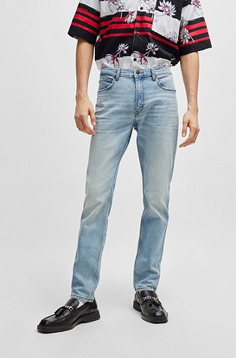 Extra-slim-fit jeans in blue stretch denim, Light Blue