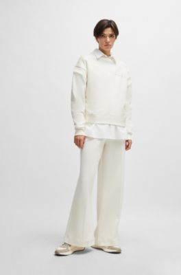 Deportivas de mezcla de materiales con ante y piel, Beige claro