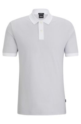 Slim-fit polo shirt in two-tone mercerized cotton, White