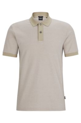 Polo slim fit de algod&oacute;n mercerizado en dos tonos, Caqui