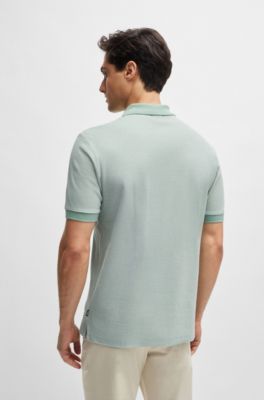 Slim-fit polo shirt in two-tone mercerized cotton, Light Green