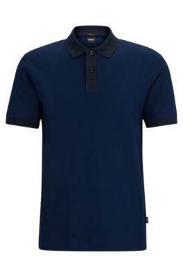 BOSS - Slim-fit polo shirt in two-tone mercerized cotton