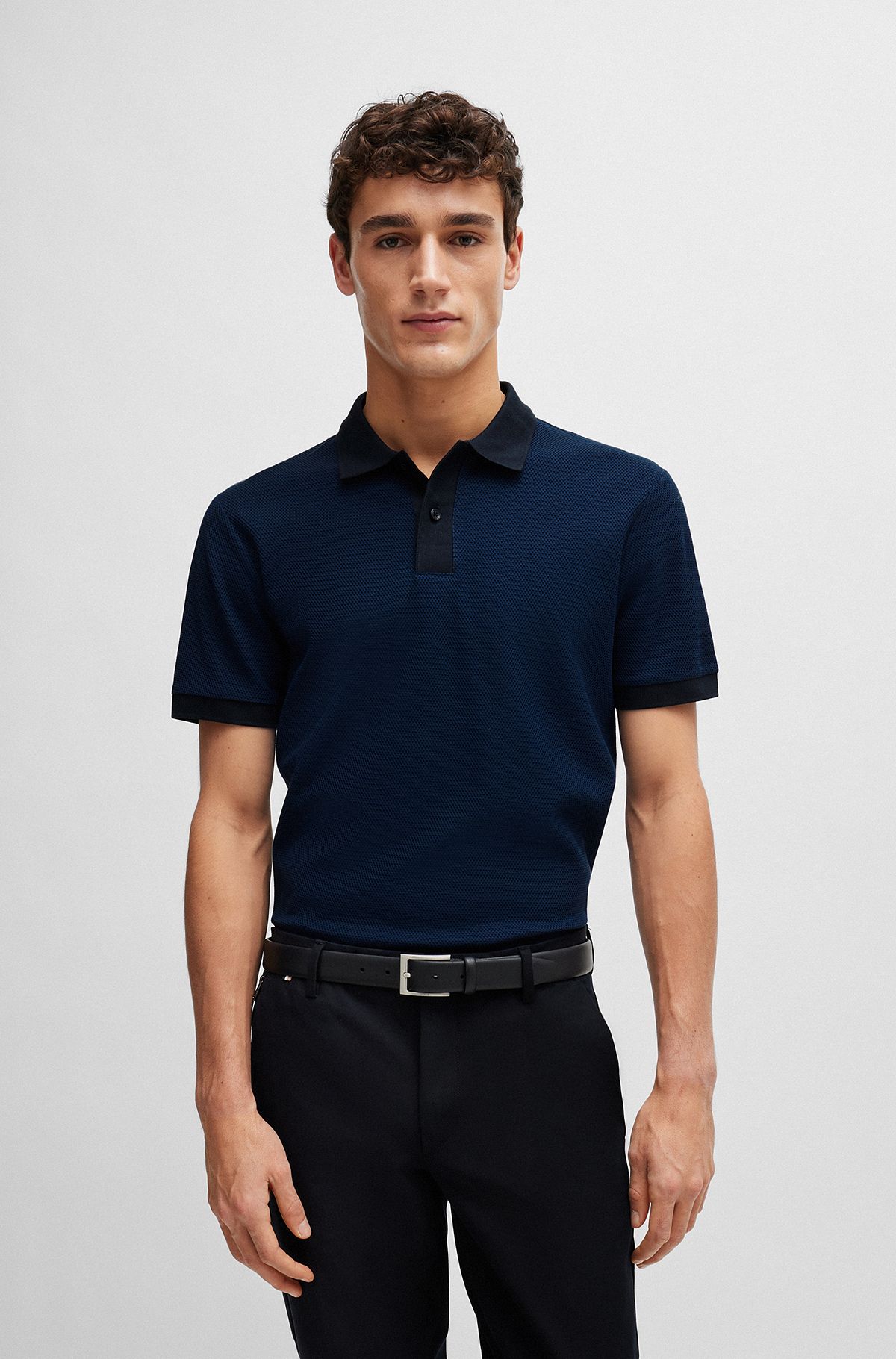 Buy the Mens Blue Spread Collar Short Sleeve Golf Polo Shirt Size 3XB