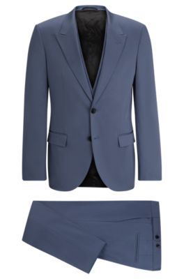 HUGO - Slim-fit suit in stretch-cotton satin