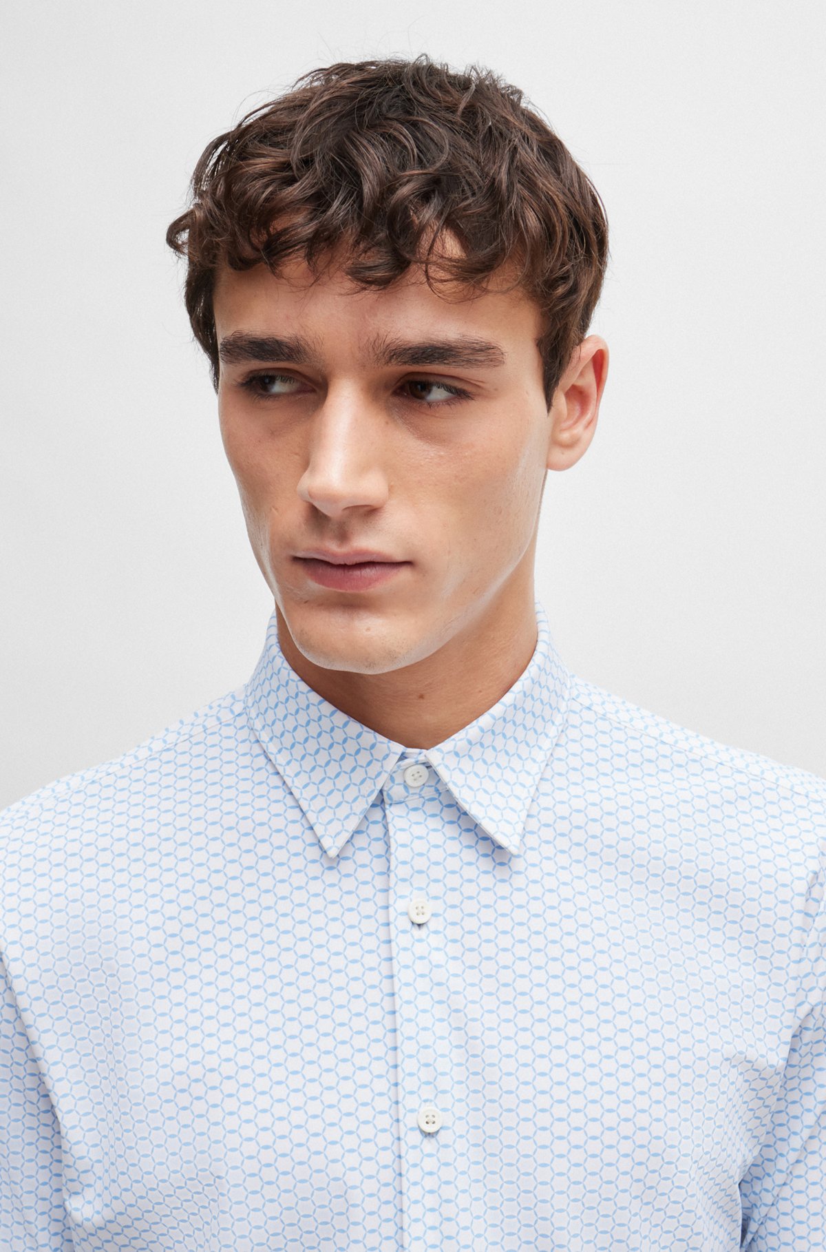 BOSS - Slim-fit shirt in printed performance-stretch jersey BOSS - Slim-fit shirt in printed performance-stretch jersey