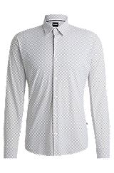 Slim-fit shirt in printed performance-stretch jersey, White
