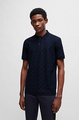 Porsche x BOSS mercerized-cotton polo shirt with check structure