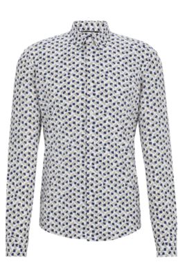 BOSS - Slim-fit shirt in printed performance-stretch material