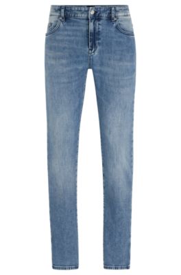 Hugo Boss Slim-fit Jeans In Blue Cashmere-touch Denim In Turquoise