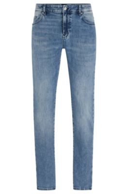 BOSS - Slim-fit jeans in blue cashmere-touch denim