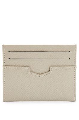 BOSS - Embossed-leather card holder with metal logo lettering