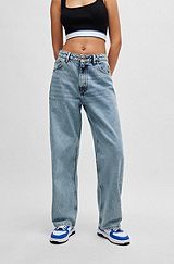 Relaxed-fit jeans in bright-blue cotton denim, Blue