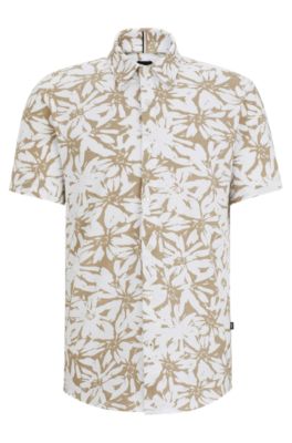 Slim-fit shirt in printed cotton jersey