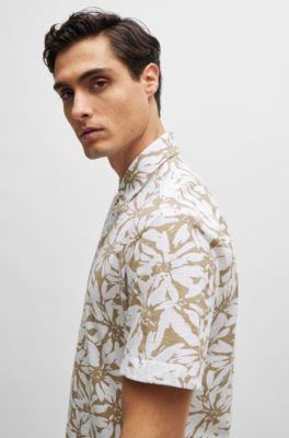 Slim-fit shirt in printed cotton jersey