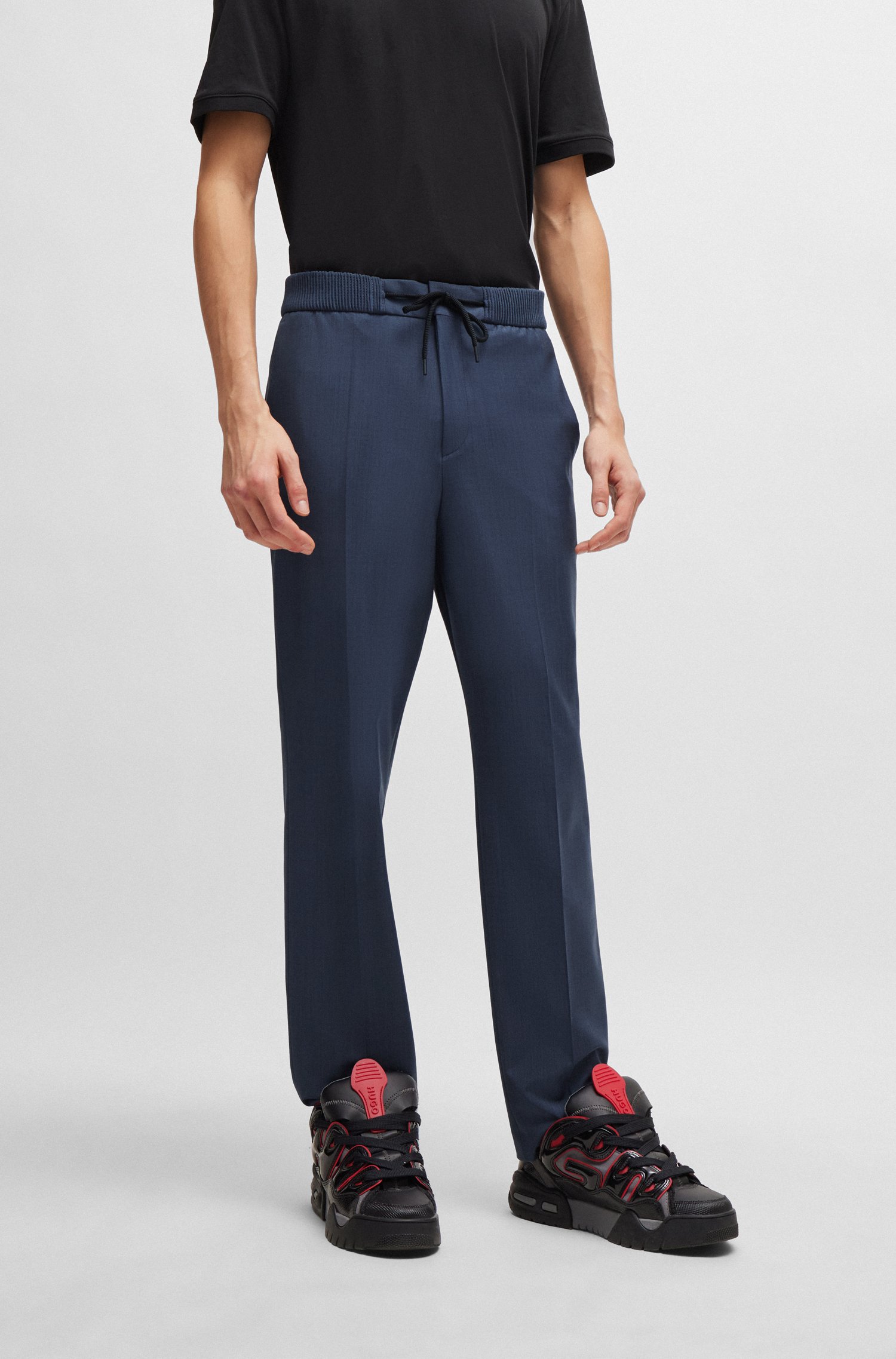 Pantalones extra slim fit en material con apariencia de mohair