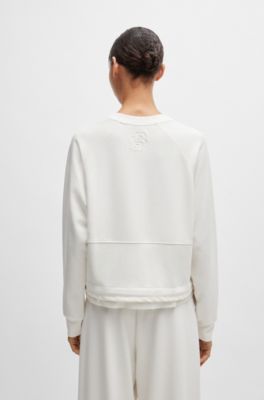Sudadera con dobladillo ajustable y detalles de cremallera, Blanco