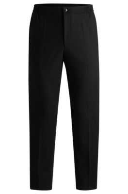 Hugo Boss Slim-fit Trousers In Performance-stretch Cloth In Black