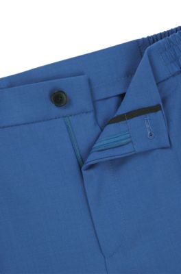 Slim-fit trousers in performance-stretch cloth, Blue