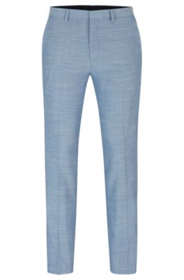 Hugo Extra-slim-fit Trousers In Linen-look Cloth In Light Blue