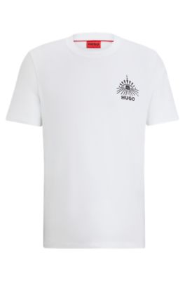 HUGO - Cotton-jersey regular-fit T-shirt with seasonal artwork