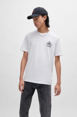 HUGO - Cotton-jersey regular-fit T-shirt with seasonal artwork
