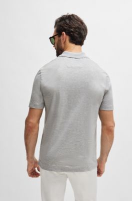 Polo regular fit de algod&oacute;n y seda, Plata