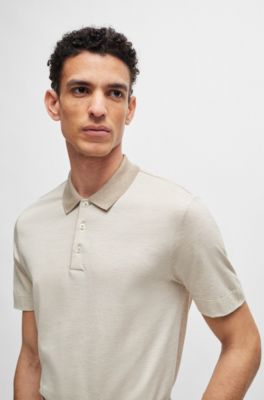Regular-fit polo shirt cotton and silk