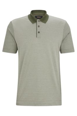 Hugo Boss Regular-fit Polo Shirt In Cotton And Silk In Light Green