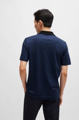 Polo regular fit de algod&oacute;n y seda, Celeste