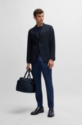 Chaqueta slim fit de malla resistente a las arrugas, Azul oscuro