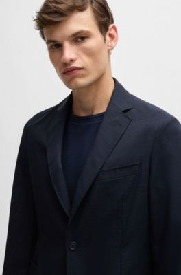 Chaqueta slim fit de malla resistente a las arrugas, Azul oscuro