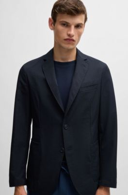 Chaqueta slim fit de malla resistente a las arrugas, Azul oscuro