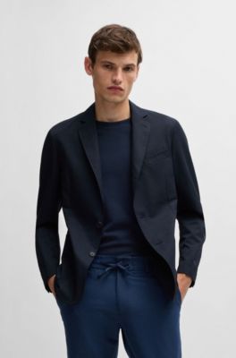 Chaqueta slim fit de malla resistente a las arrugas, Azul oscuro