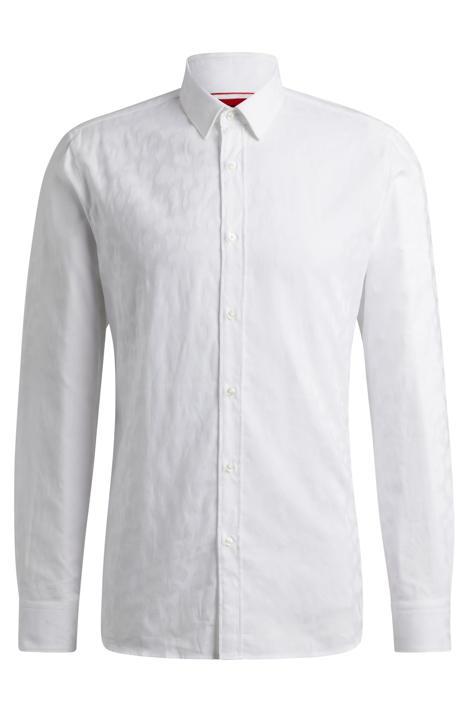 Camisa extra slim fit de algodón con dibujo tejido en jacquard