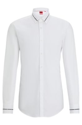 HUGO - Slim-fit shirt with piped collar and cuffs