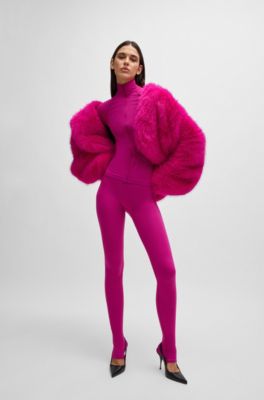 Leggings NAOMI x BOSS de punto el&aacute;stico con detalle de la marca en la cintura, Pink