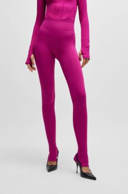 Leggings NAOMI x BOSS de punto el&aacute;stico con detalle de la marca en la cintura, Pink