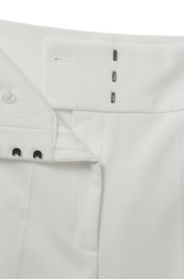 Pantalones regular fit de talle alto y pernera acampanada, Blanco