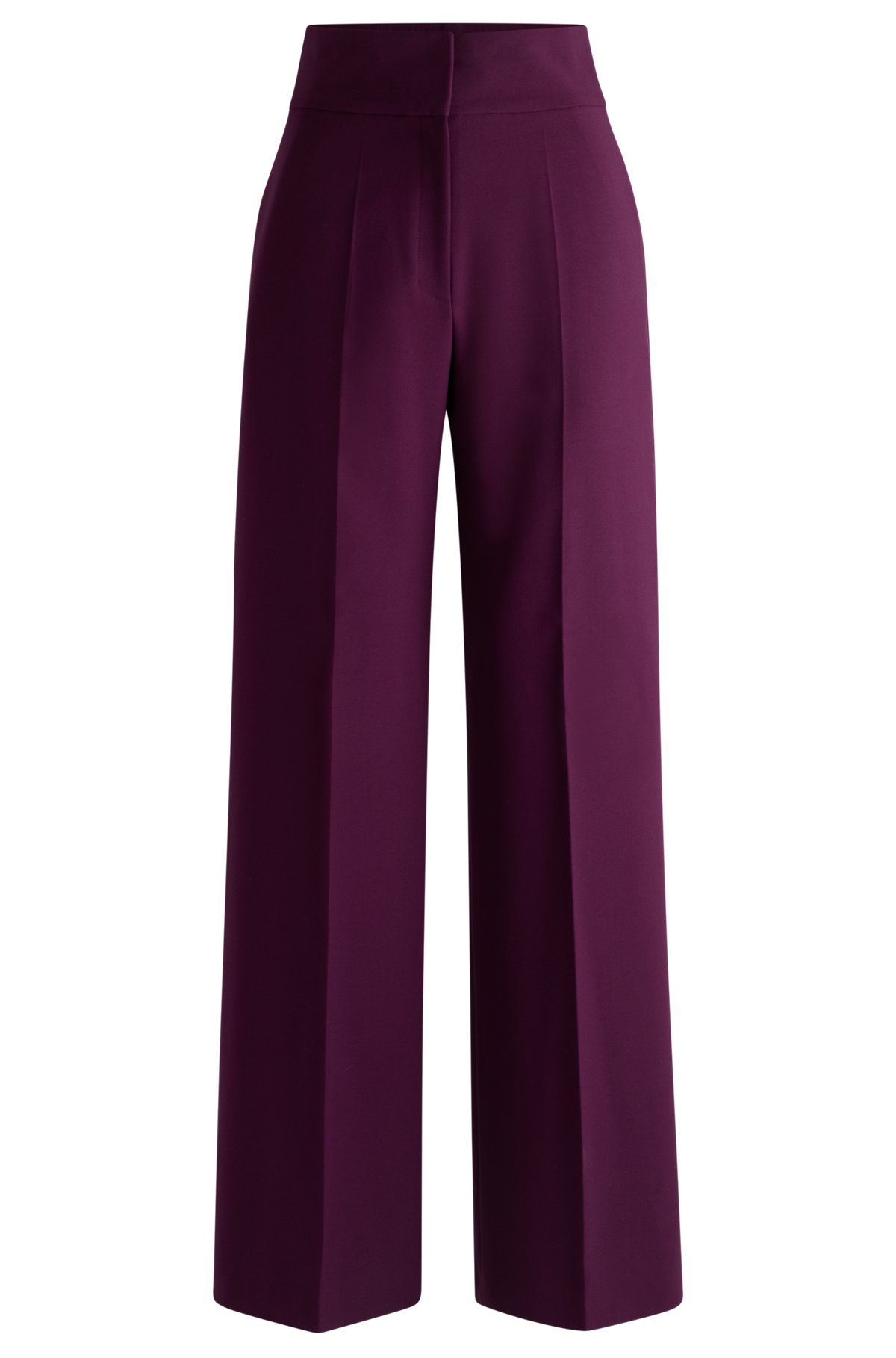 HUGO - Regular-fit high-waisted trousers with flared leg HUGO - Regular-fit high-waisted trousers with flared leg