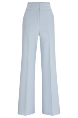 Hugo Boss Regular-fit High-waisted Trousers With Flared Leg In Purple
