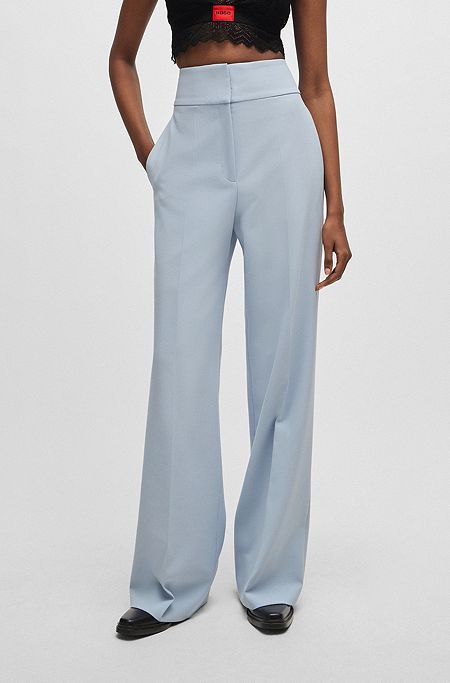 Regular-fit high-waisted trousers with flared leg, Purple