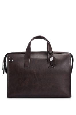 Hugo Boss Single Document Case In Leather With Smart Sleeve In Brown